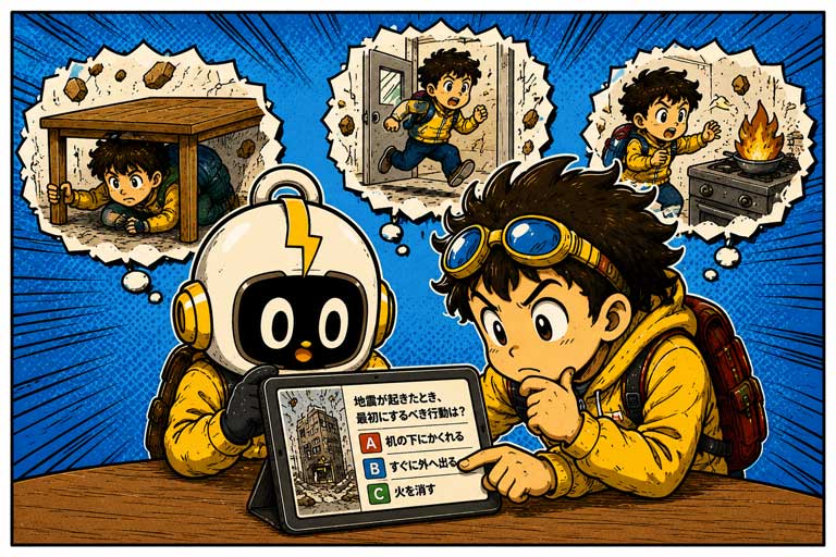 クイズで判断を練習するシーン